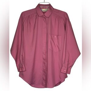 Diane Von Furstenberg Women Pink Button Up‎ Long Sleeve Size Small Top Blouse